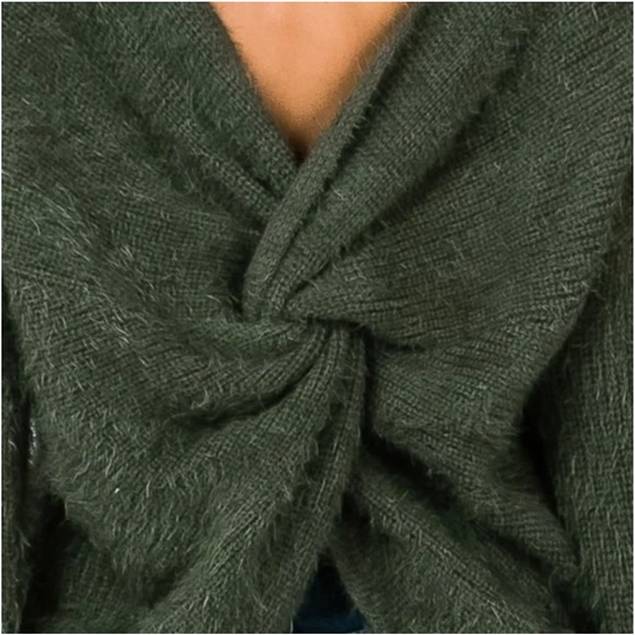 &Merci Brushed Knot Sweater Green Knit Size Large - Picture 3 of 9